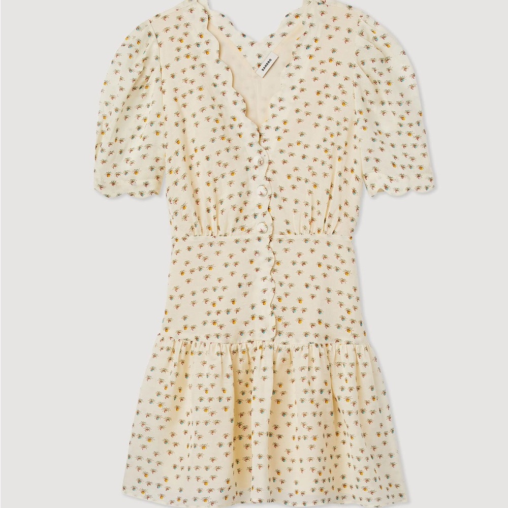 New Authentic Sandro Cream Floral Dress